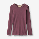 Wheat Main Rippen T-Shirt L/S Ida T-Shirt 3118 eggplant