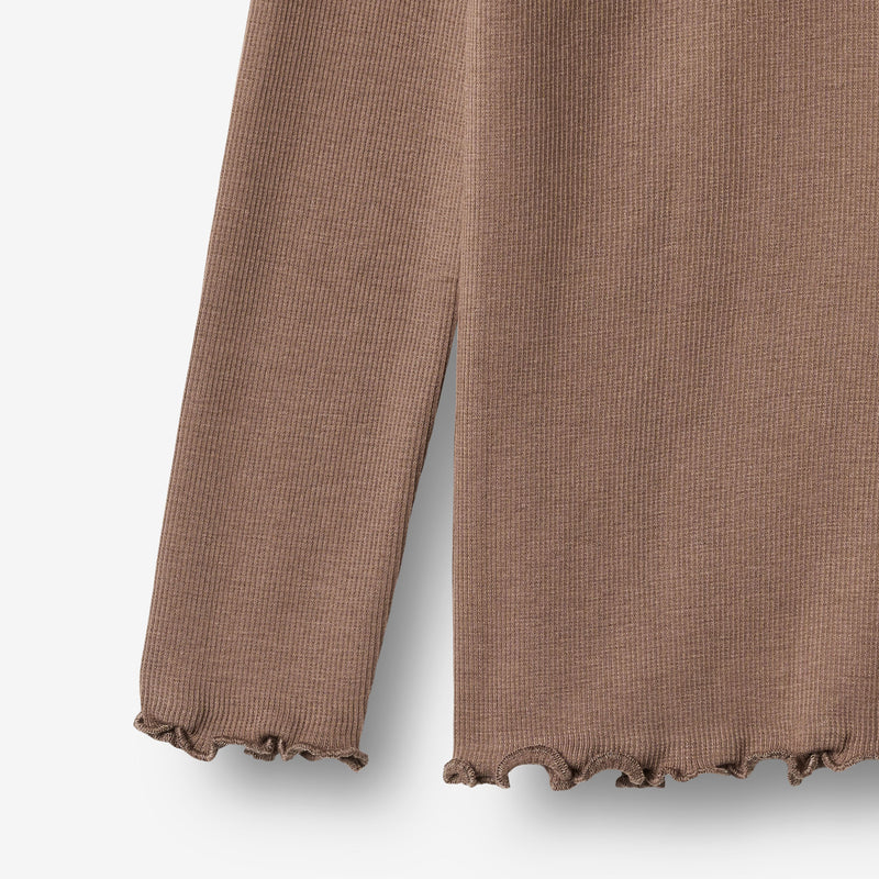 Wheat Main Rippen T-Shirt L/S Ida T-Shirt 9573 toffee brown