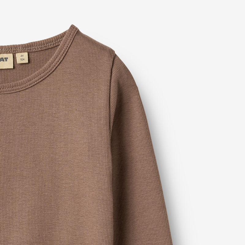 Wheat Main Rippen T-Shirt L/S Ida T-Shirt 9573 toffee brown