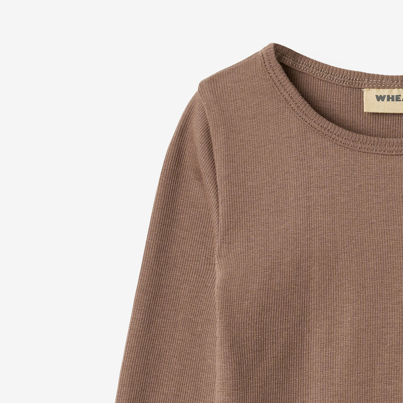 Wheat Main Rippen T-Shirt L/S Ida T-Shirt 9573 toffee brown