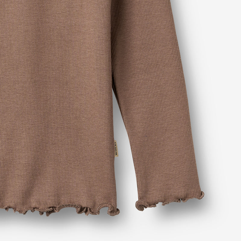 Wheat Main Rippen T-Shirt L/S Ida T-Shirt 9573 toffee brown