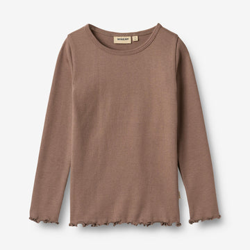 Wheat Main Rippen T-Shirt L/S Ida T-Shirt 9573 toffee brown
