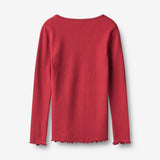 Wheat Main Rippen T-Shirt L/S Ida T-Shirt 9697 red cherry