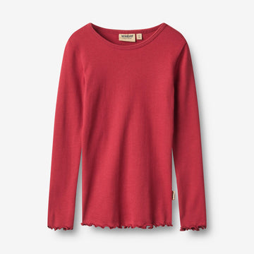 Wheat Main Rippen T-Shirt L/S Ida T-Shirt 9697 red cherry