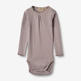 Wheat Main Rippstrick-Langarm Babybody Lotta Body 9531 dusty purple