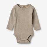 Wheat Main Rippstrick-Body mit langen Ärmeln Underwear/Bodies 0072 gravel melange