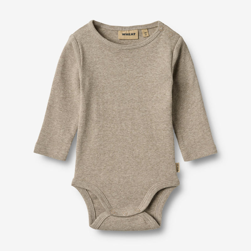 Wheat Main Rippstrick-Body mit langen Ärmeln Underwear/Bodies 0072 gravel melange