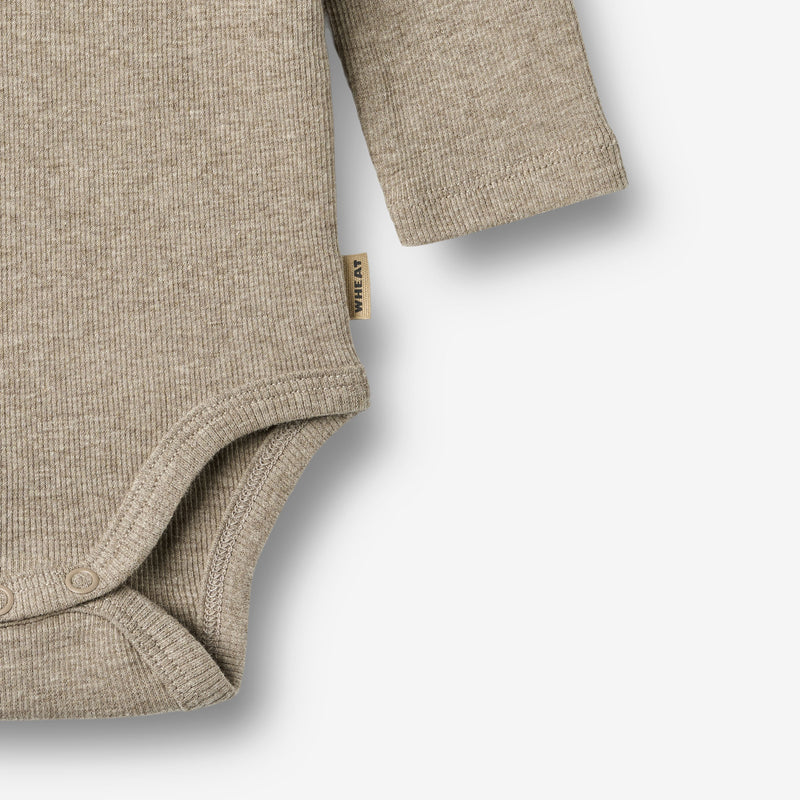 Wheat Main Rippstrick-Body mit langen Ärmeln Underwear/Bodies 0072 gravel melange