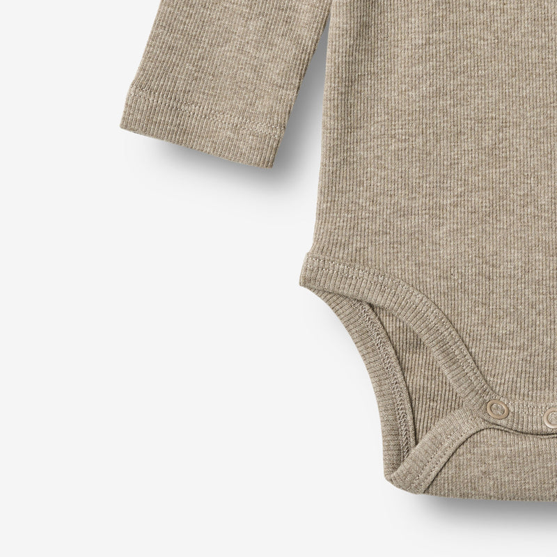 Wheat Main Rippstrick-Body mit langen Ärmeln Underwear/Bodies 0072 gravel melange