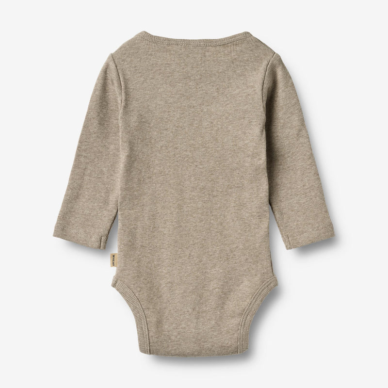 Wheat Main Rippstrick-Body mit langen Ärmeln Underwear/Bodies 0072 gravel melange