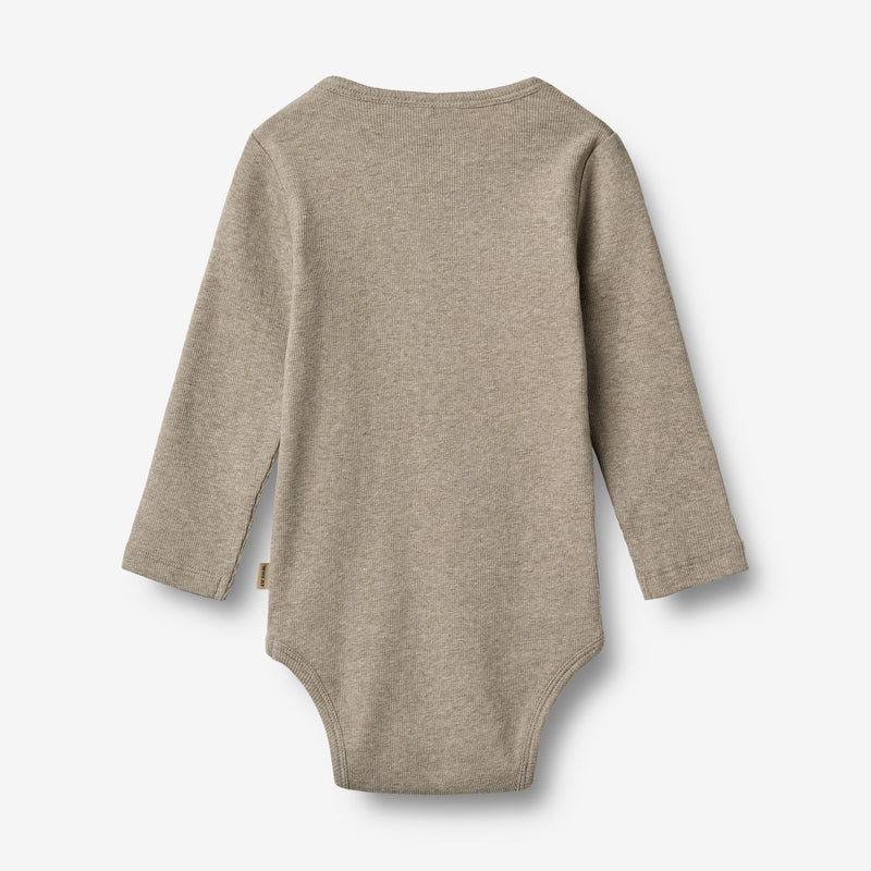 Wheat Main Rippstrick-Body mit langen Ärmeln Underwear/Bodies 0072 gravel melange