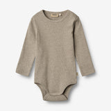 Wheat Main Rippstrick-Body mit langen Ärmeln Underwear/Bodies 0072 gravel melange