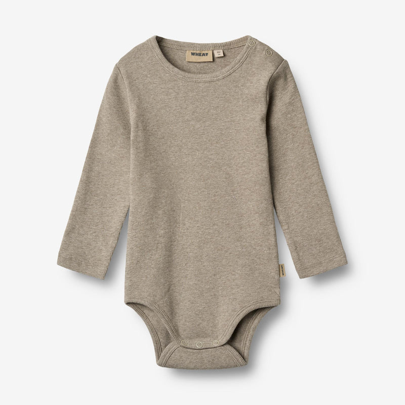 Wheat Main Rippstrick-Body mit langen Ärmeln Underwear/Bodies 0072 gravel melange