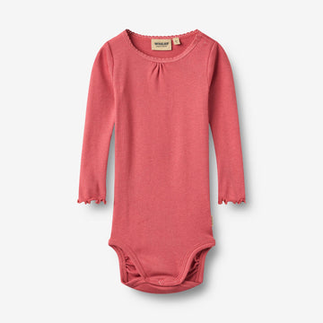 Wheat Main Rippstrick-Langarm Babybody Lotta Body 1037 raspberry