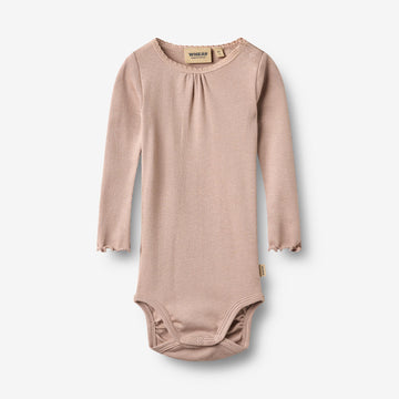 Wheat Main Rippstrick-Langarm Babybody Lotta Body 1135 dry rose