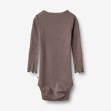 Wheat Main Rippstrick-Langarm Babybody Lotta Body 9623 plum truffle