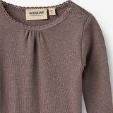 Wheat Main Rippstrick-Langarm Babybody Lotta Body 9623 plum truffle