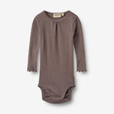 Wheat Main Rippstrick-Langarm Babybody Lotta Body 9623 plum truffle