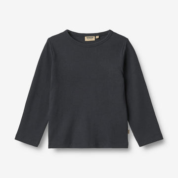 Wheat Main Rippstrick-T-Shirt L/S Milo T-Shirt 1432 navy