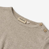 Wheat Main Rippstrick-T-Shirt L/S Milo T-Shirt 0072 gravel melange