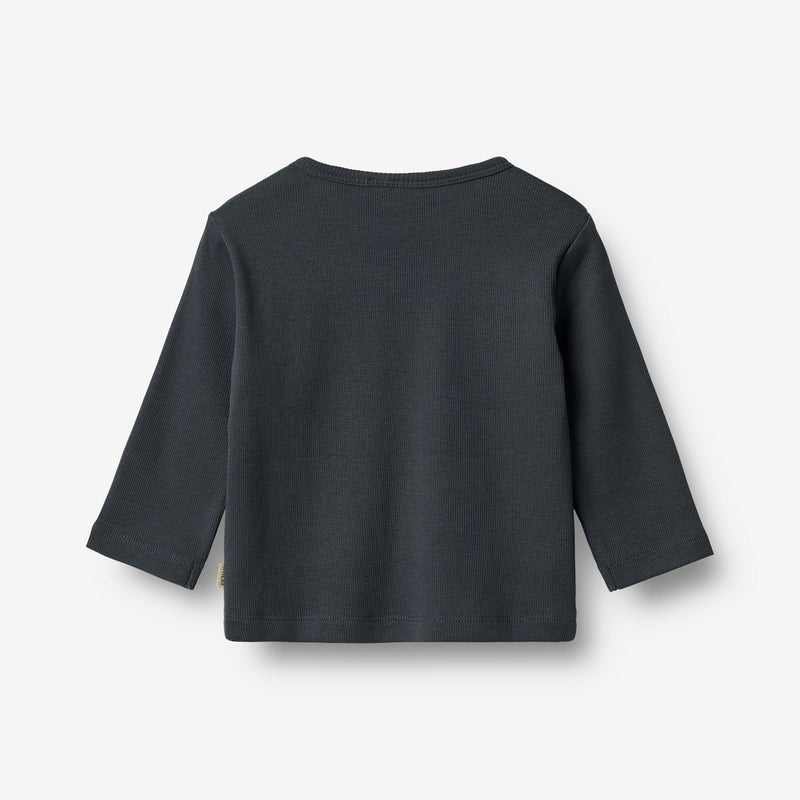 Wheat Main Rippstrick-T-Shirt L/S Milo T-Shirt 1432 navy