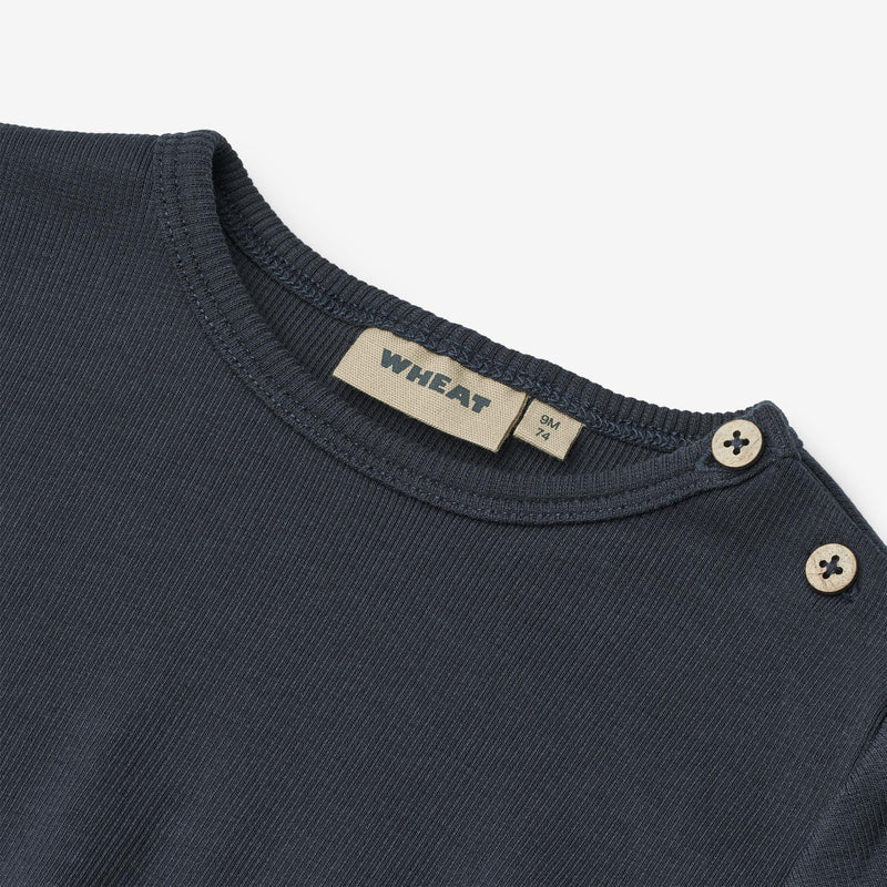 Wheat Main Rippstrick-T-Shirt L/S Milo T-Shirt 1432 navy