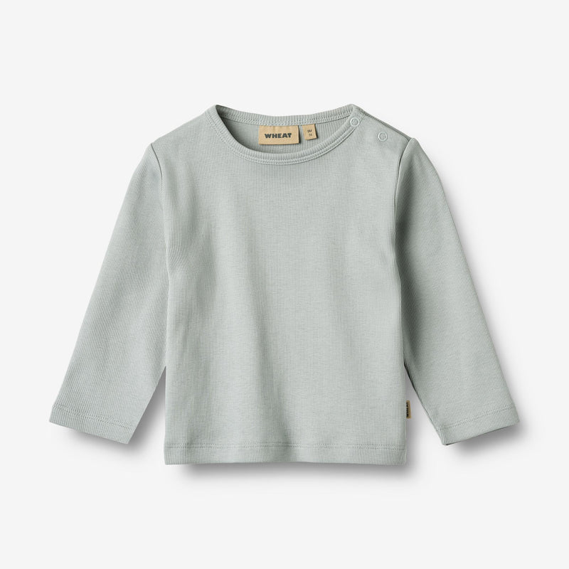 Wheat Main Rippstrick-T-Shirt L/S Milo T-Shirt 9567 soft rain