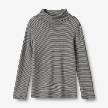 Wheat Wool Rollkragen-Shirt mit Merinowolle Aksel Jersey Tops and T-Shirts 1433 navy stripe