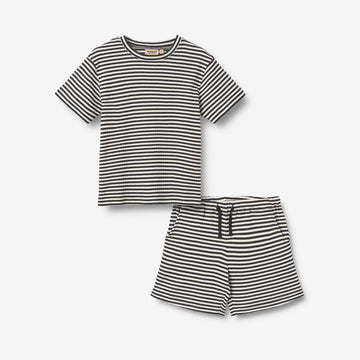 Wheat Main Set T-Shirt S/S & Shorts Fabian Set 9432 navy rib stripe