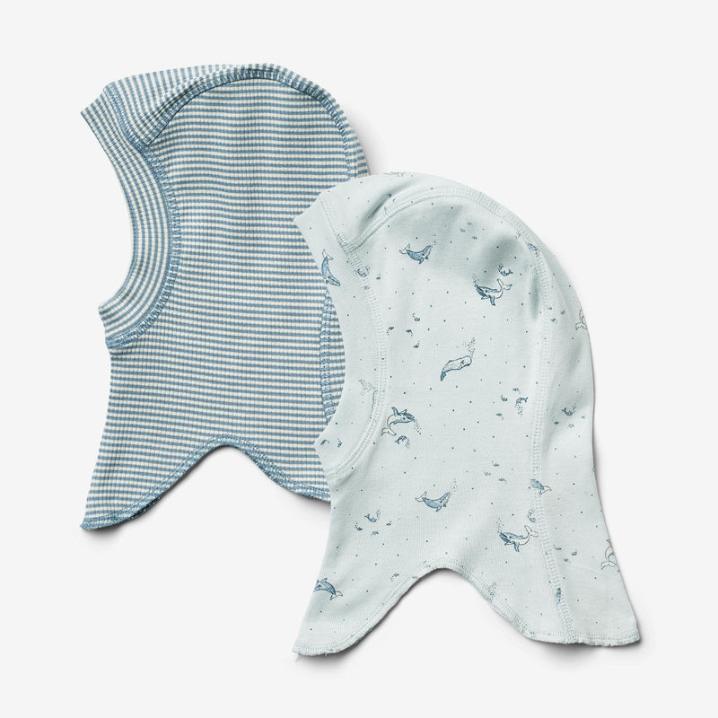 Wheat Main  Set mit 2 Sturmhauben Amel Acc 4033 striped blue whales