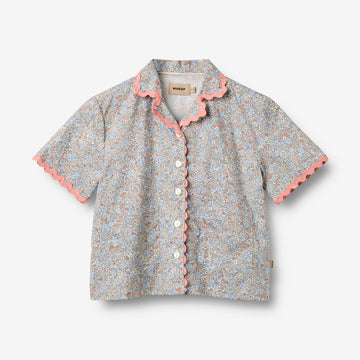 Wheat Main Shirt S/S Spitze Vilma Shirt 2650 air blue flowers