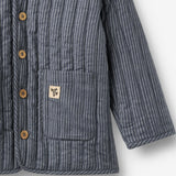 Wheat Main Steppjacke Siggo Jacket 1312 greyblue slub stripe