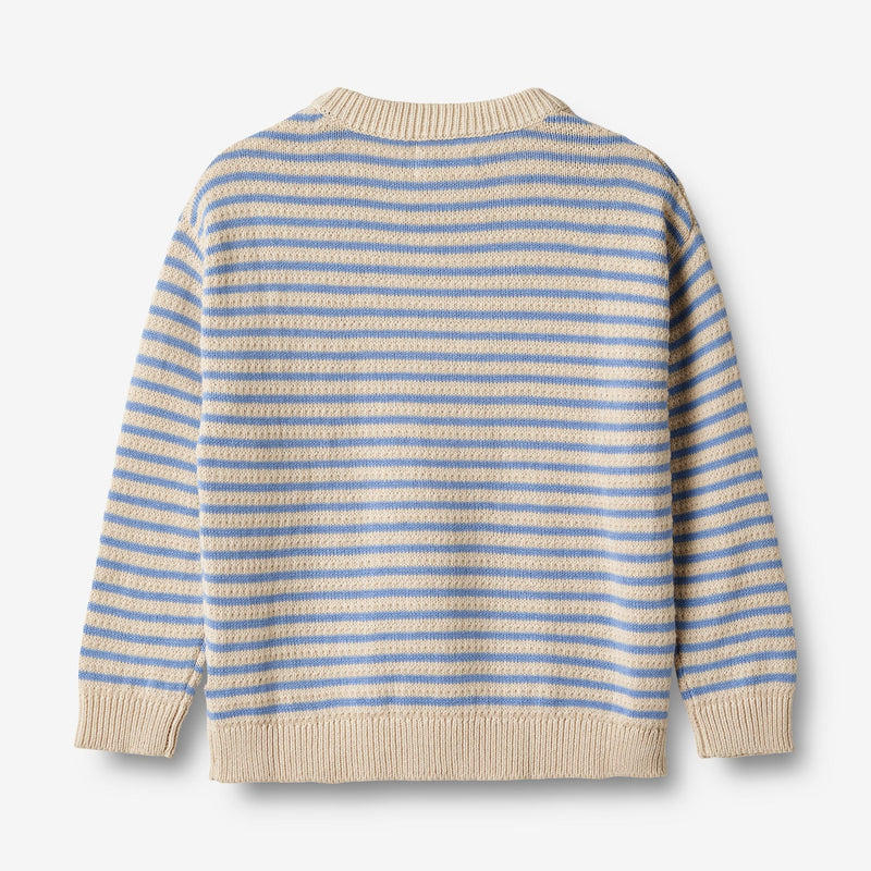 Wheat Main  Stickpullover Chris Knitted Tops 4103 azure stripe