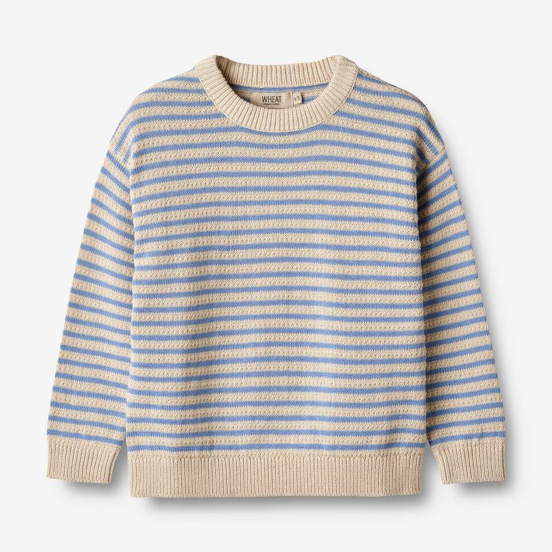 Wheat Main  Stickpullover Chris Knitted Tops 4103 azure stripe