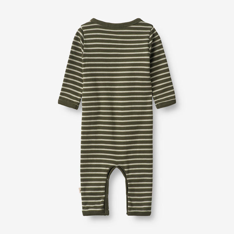 Wheat Main  Strampler Finn | Baby Jumpsuits 4076 dark green stripe