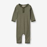 Wheat Main  Strampler Finn | Baby Jumpsuits 4076 dark green stripe