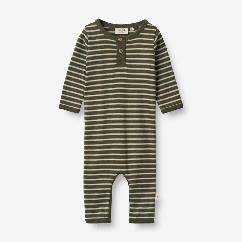 Wheat Main  Strampler Finn | Baby Jumpsuits 4076 dark green stripe