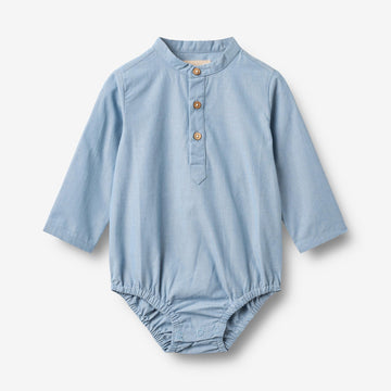 Wheat Main Strampler Shirt Victor Romper 9633 blue chambrey