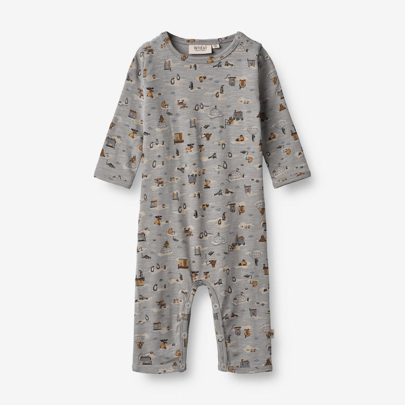 Wheat Main  Strampler Theis | Baby Jumpsuits 1521 winter sky fishing