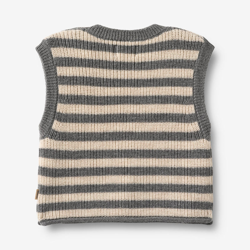 Wheat Main Strick Vest Ruby Knitted Tops 0175 grey stripe