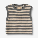Wheat Main Strick Vest Ruby Knitted Tops 0175 grey stripe