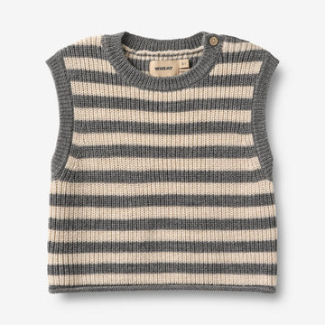 Wheat Main Strick Vest Ruby Knitted Tops 0175 grey stripe