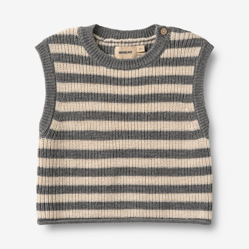 Wheat Main Strick Vest Ruby Knitted Tops 0175 grey stripe