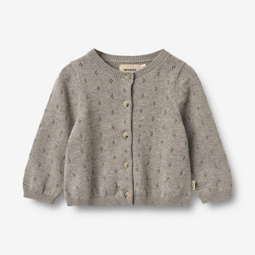 Wheat Main Strickjacke Maia | Baby Knitted Tops 3229 warm grey melange