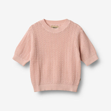 Wheat Main Strickoberteil S/S Alva Knitted Tops 2400 powder
