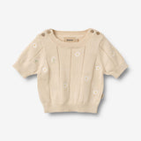Wheat Main Strickoberteil S/S Malvina Top 9731 sandshell white flowers