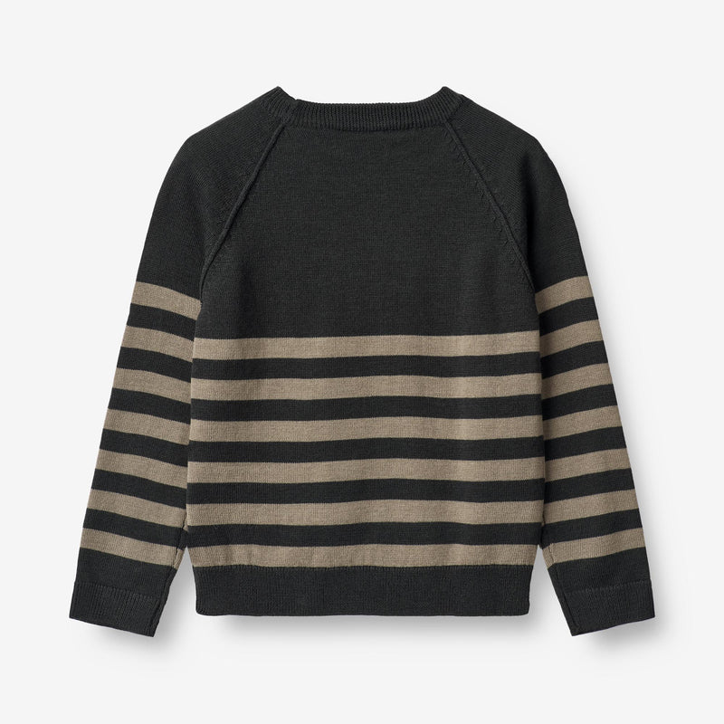Wheat Strickpullover Benja Knitted Tops 0031 black beige stripe