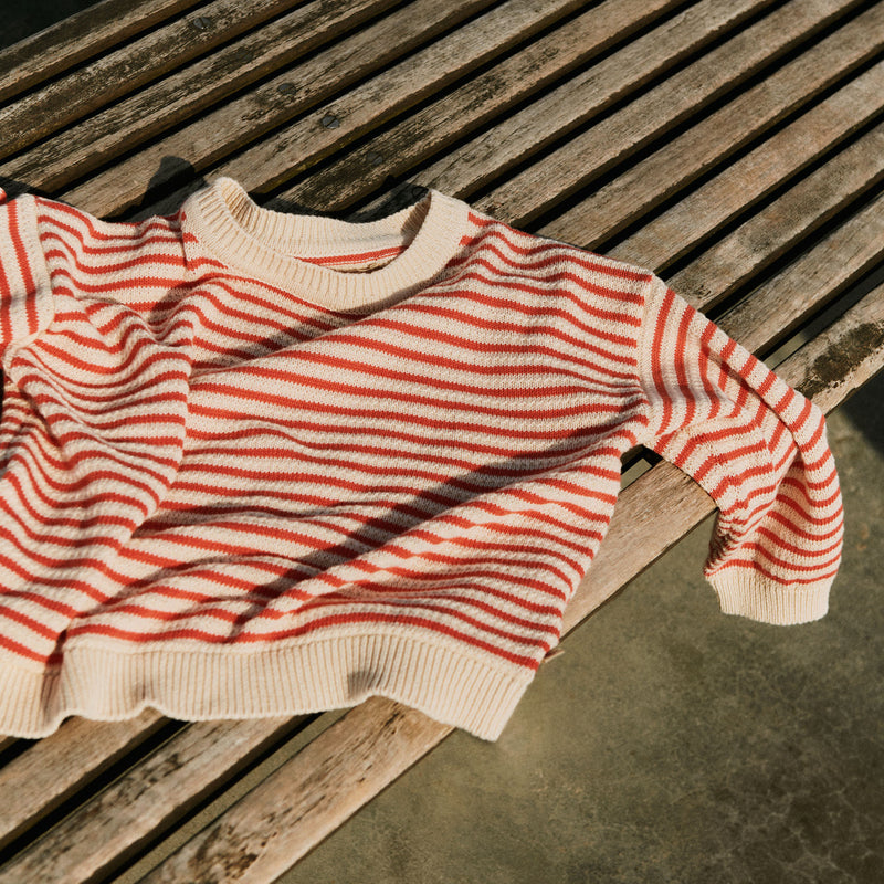 Wheat Main Strickpullover Leise Knitted Tops 2078 red stripe