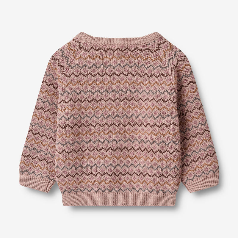 Wheat Main Strickpullover Nanna Jacquard | Baby Knitted Tops 1135 dry rose