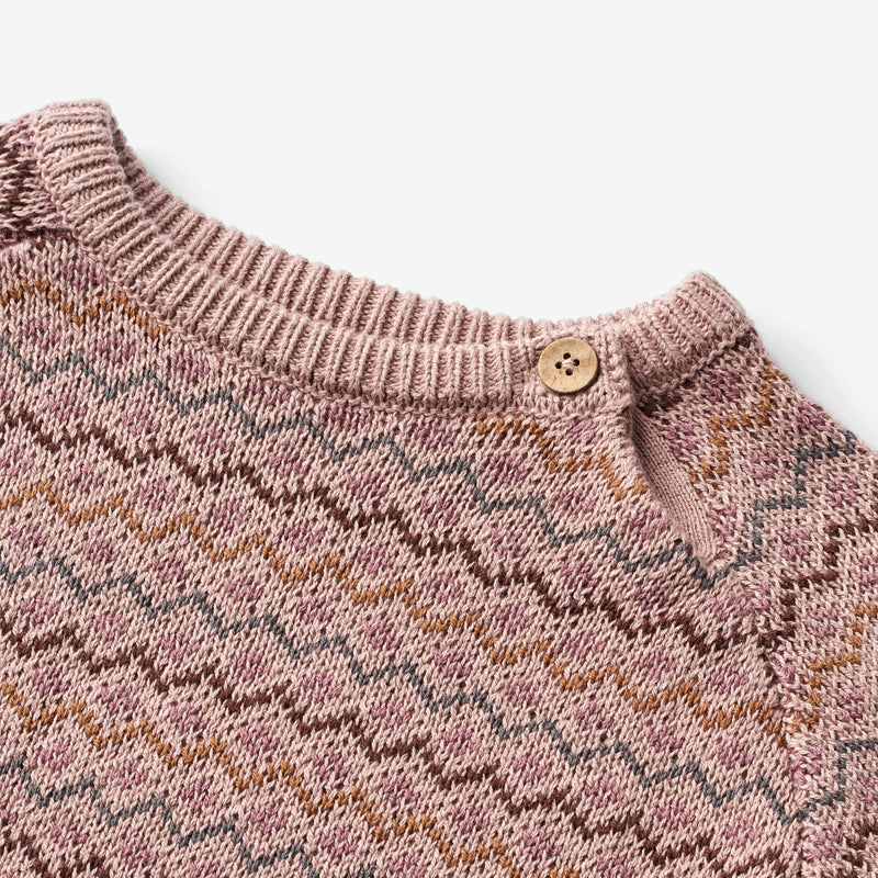 Wheat Main Strickpullover Nanna Jacquard | Baby Knitted Tops 1135 dry rose